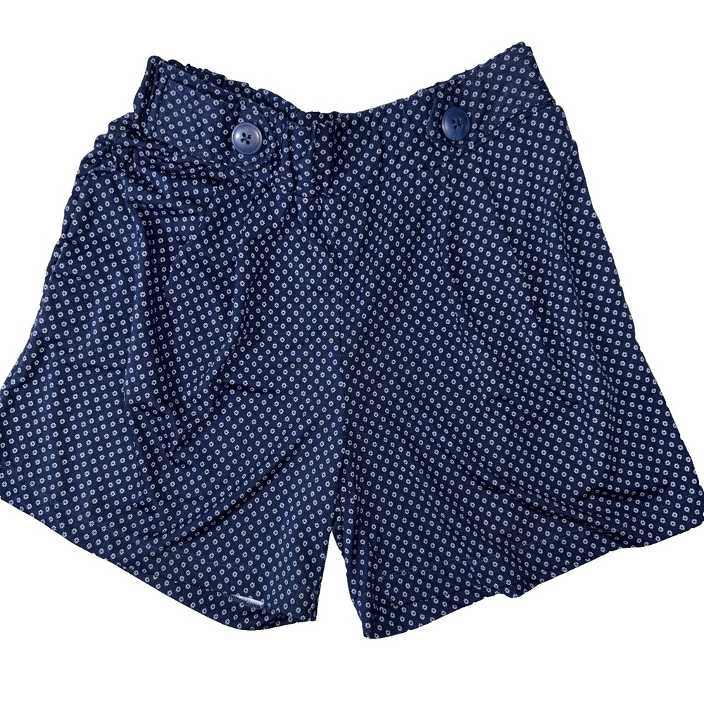 Womens Wide Leg Shorts Polyblend Inseam 5" Pull on Side Pockets Navy Blue Medium